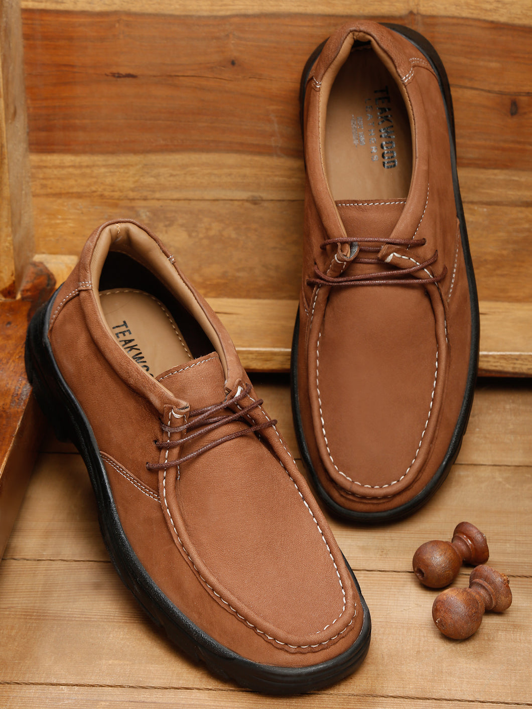 Men Camel Brown Solid Genuine Leather Shoes