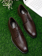 Load image into Gallery viewer, Men Brown Solid Genuine Leather Formal Derbys
