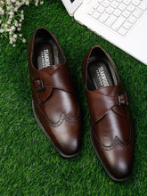 Load image into Gallery viewer, Men Brown Solid Genuine Leather Formal Monks
