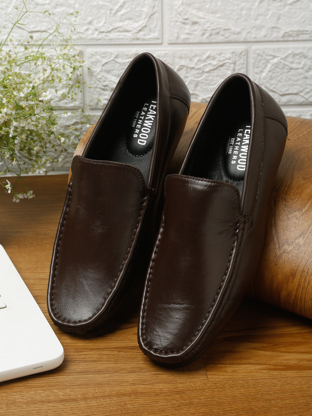 Teakwood Leather Men Solid Round-Toe Brown Loafer