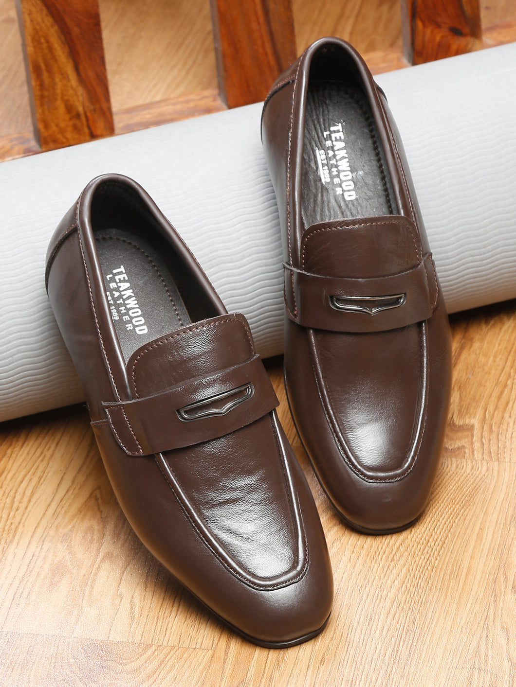 Teakwood Leather Men Black Solid Leather Formal Slip-On