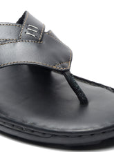 Load image into Gallery viewer, Teakwood Leather Men Black Leather Flip-Flops
