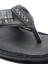 Load image into Gallery viewer, Teakwood Leather Men Leather Black Thong Flip-Flop
