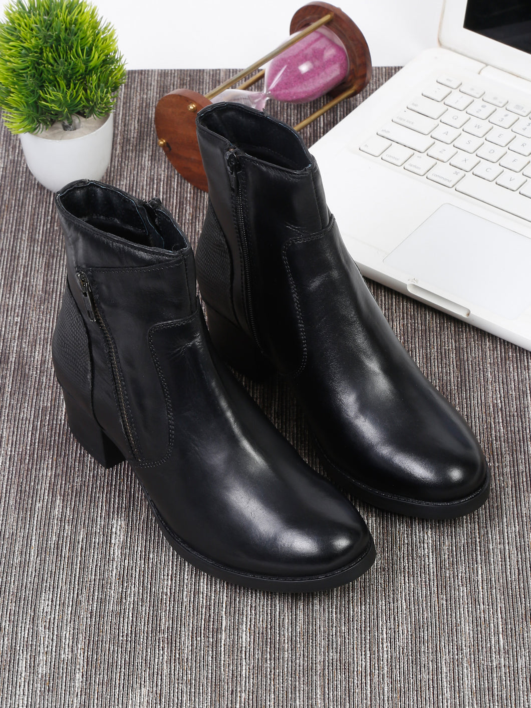 Teakwood Genuine Leather Black Women's Boots
