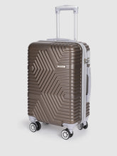 Load image into Gallery viewer, Brown-Toned Textured Hard-Sided Cabin Trolley Suitcase
