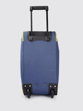 Load image into Gallery viewer, Navy Blue &amp; Yellow Brand Logo Print Medium Duffel Trolley Bag
