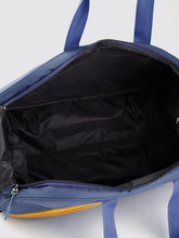 Load image into Gallery viewer, Navy Blue &amp; Yellow Brand Logo Print Medium Duffel Trolley Bag
