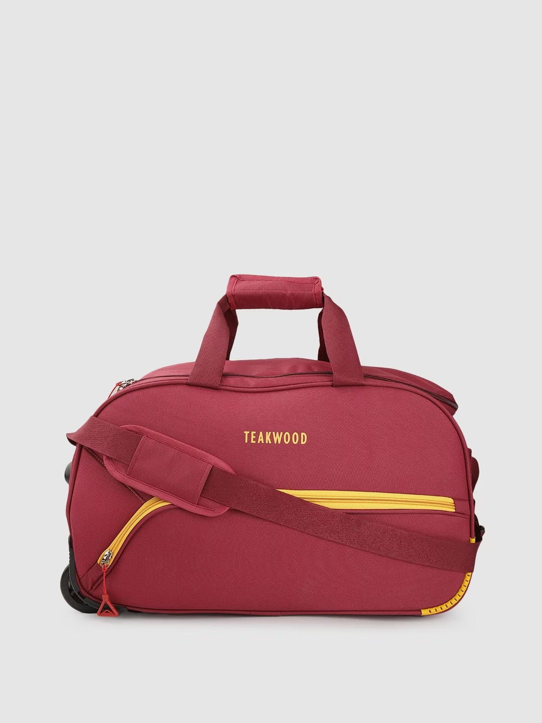 Maroon & Yellow Brand Logo Print Medium Duffel Trolley Bag