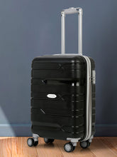 Load image into Gallery viewer, Teakwood Leather Black Patterned Hard-Sided Medium Trolley Bag
