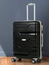 Load image into Gallery viewer, Teakwood Leather Black Patterned Hard-Sided Large Trolley Bag
