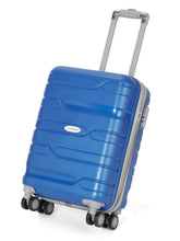 Load image into Gallery viewer, Teakwood Leather Blue Patterned Hard-Sided Cabin Trolley Bag
