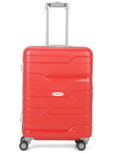 Load image into Gallery viewer, Teakwood Leather Red Patterned Hard-Sided Medium Trolley Bag

