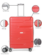 Load image into Gallery viewer, Teakwood Leather Red Patterned Hard-Sided Trolley Bag
