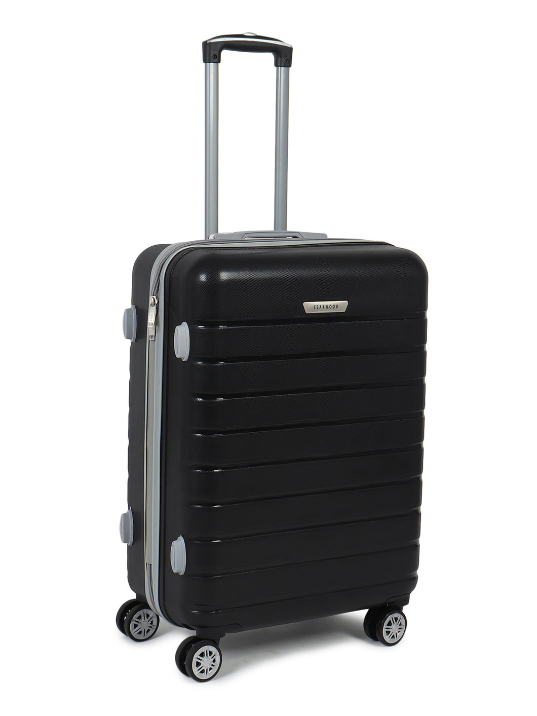 Unisex Black Textured Hard Sided Medium Size Check-In Trolley Bag