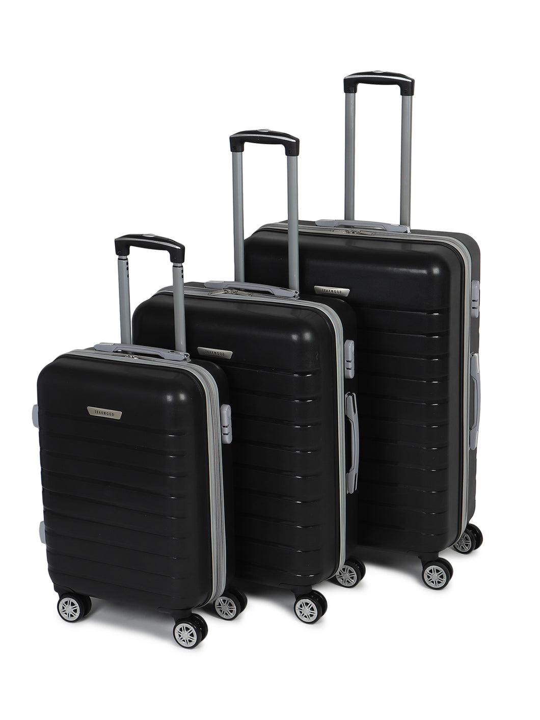 Unisex Set of 3 Black Textured Hard Sided Trolley Bag