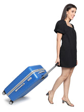 Load image into Gallery viewer, Unisex Blue Textured Hard Sided Cabin Size Trolley Bag
