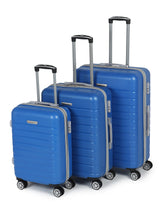 Load image into Gallery viewer, Unisex Blue Textured Hard Sided Cabin Size Trolley Bag

