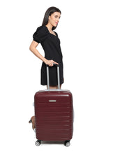 Load image into Gallery viewer, Unisex Coffee Brown Textured Hard Sided Medium Size Check-In Trolley Bag
