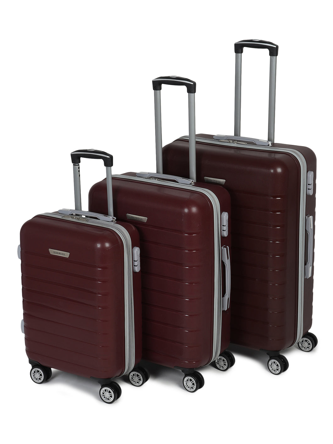 Unisex Set of 3 Coffee Brown Textured Hard Sided Trolley Bag