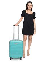 Load image into Gallery viewer, Unisex Turquoise Green Textured Hard Sided Cabin Size Trolley Bag
