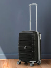 Load image into Gallery viewer, Teakwood Leather Unisex Black Textured Hard-Sided Cabin Trolley Bag
