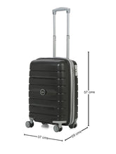 Load image into Gallery viewer, Teakwood Leather Unisex Black Textured Hard-Sided Cabin Trolley Bag
