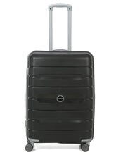 Load image into Gallery viewer, Teakwood Leather Unisex Black Textured Hard-Sided Medium Trolley Bag
