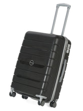 Load image into Gallery viewer, Teakwood Leather Unisex Black Textured Hard-Sided Medium Trolley Bag
