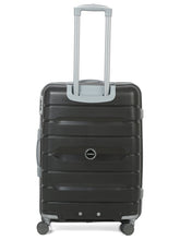 Load image into Gallery viewer, Teakwood Leather Unisex Black Textured Hard-Sided Medium Trolley Bag
