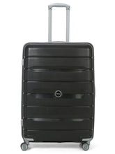 Load image into Gallery viewer, Teakwood Leather Unisex Black Textured Hard-Sided Large Trolley Bag
