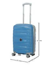 Load image into Gallery viewer, Teakwood Leather Unisex Blue Textured Hard-Sided Cabin Trolley Bag
