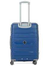 Load image into Gallery viewer, Teakwood Leather Unisex Blue Textured Hard-Sided Medium Trolley Bag
