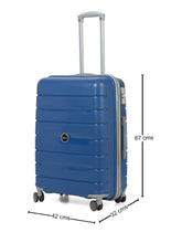 Load image into Gallery viewer, Teakwood Leather Unisex Blue Textured Hard-Sided Large Trolley Bag
