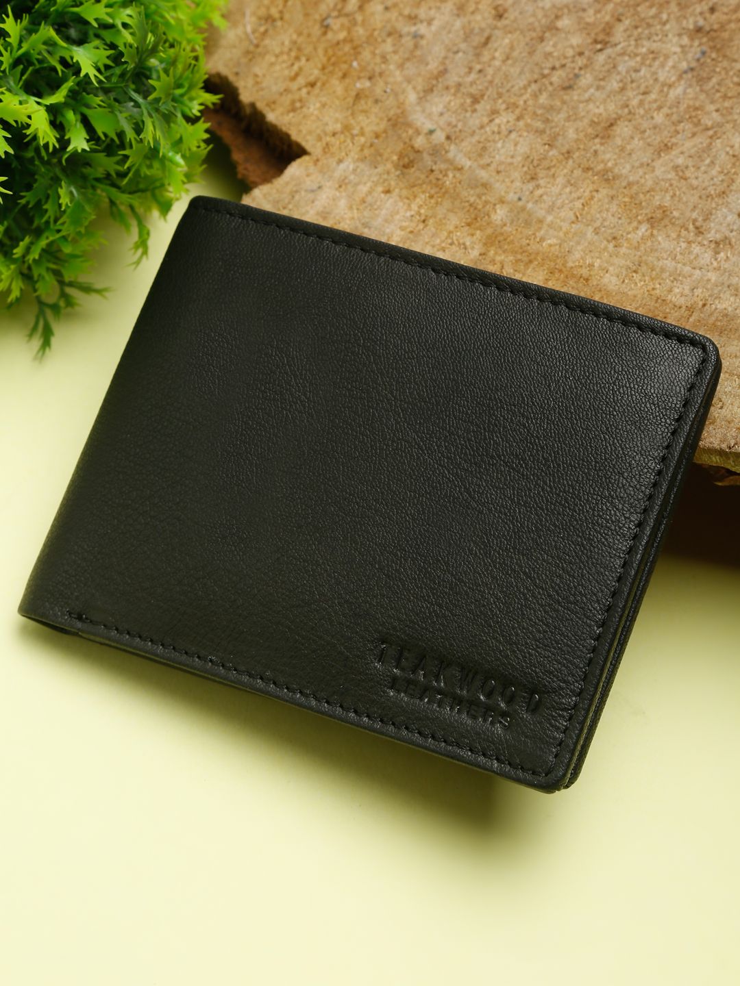 Men Black Leather Two Fold Wallet Clearance sale – Teakwood Leathers