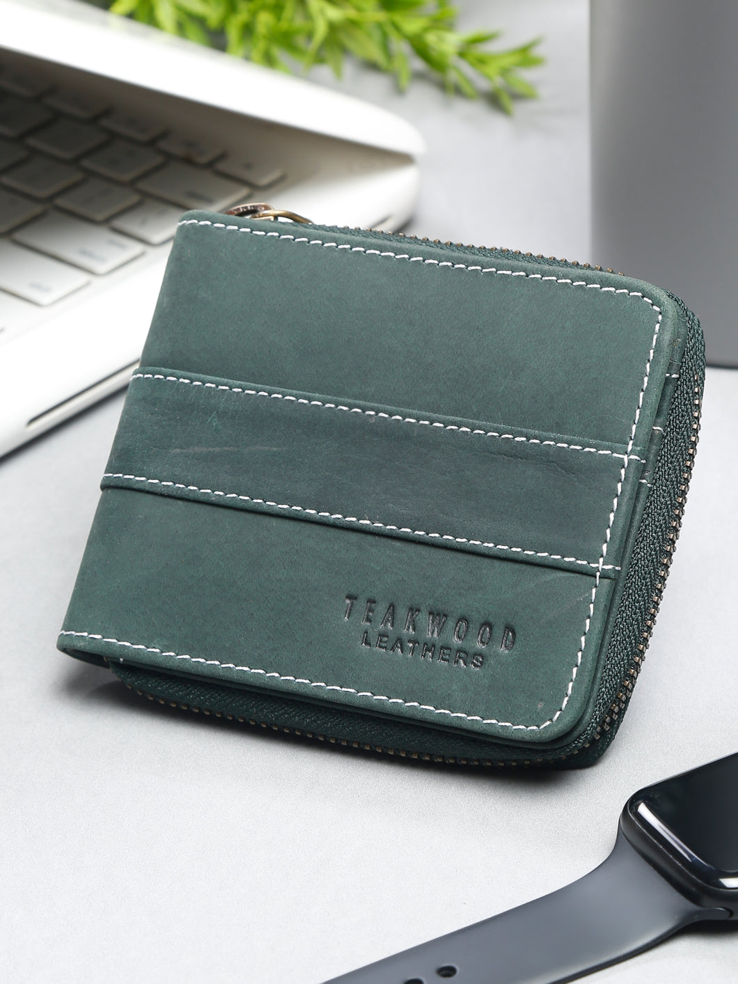Men Black Leather Two Fold Wallet