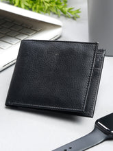 Load image into Gallery viewer, Men Black Leather Two Fold Wallet
