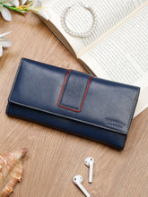 Load image into Gallery viewer, Teakwood Genuine Leather Blue Colour Wallet
