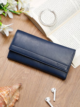 Load image into Gallery viewer, Teakwood Genuine Leather Blue Colour Wallet
