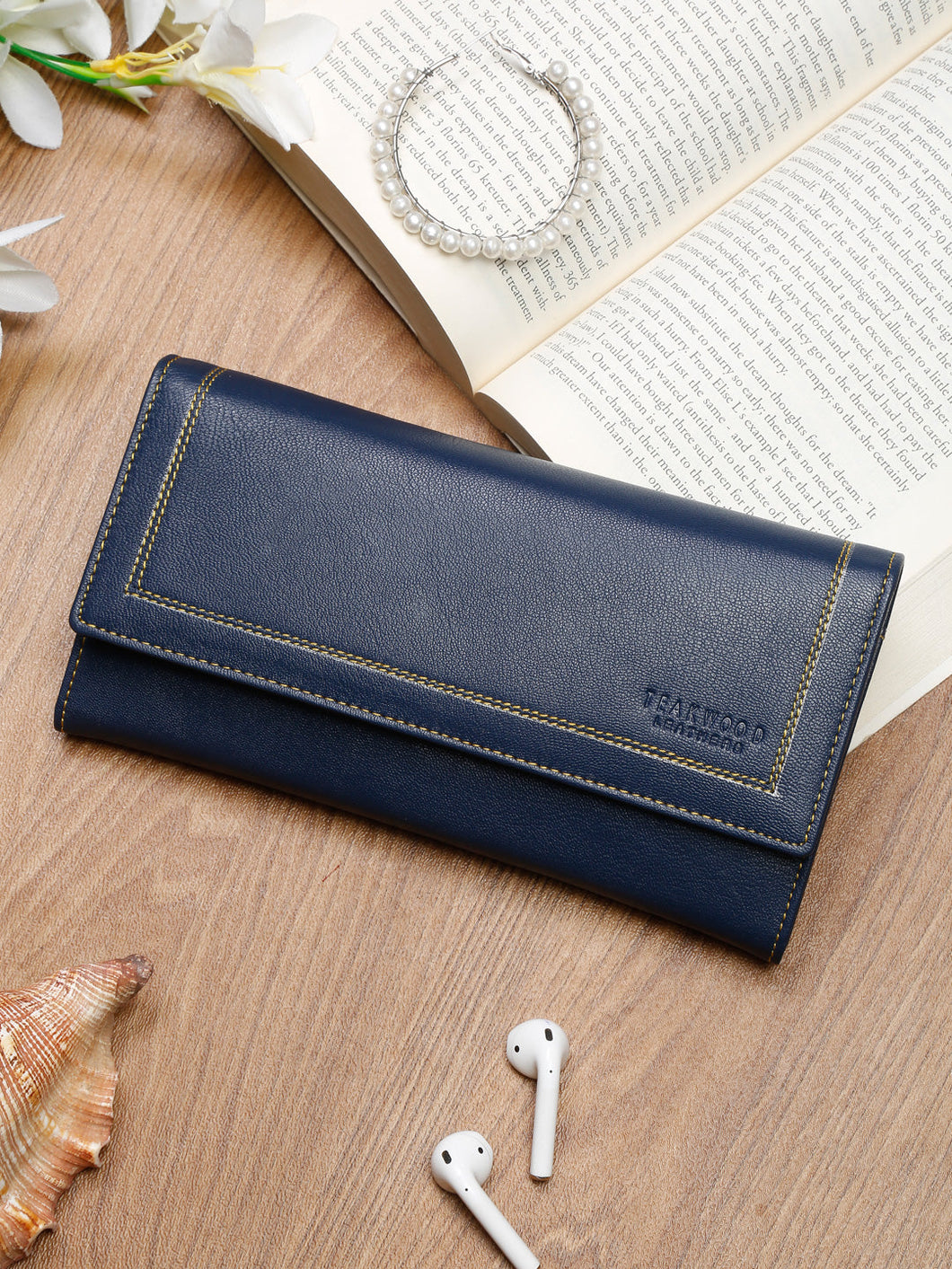 Teakwood Genuine Leather Blue Colour Wallet