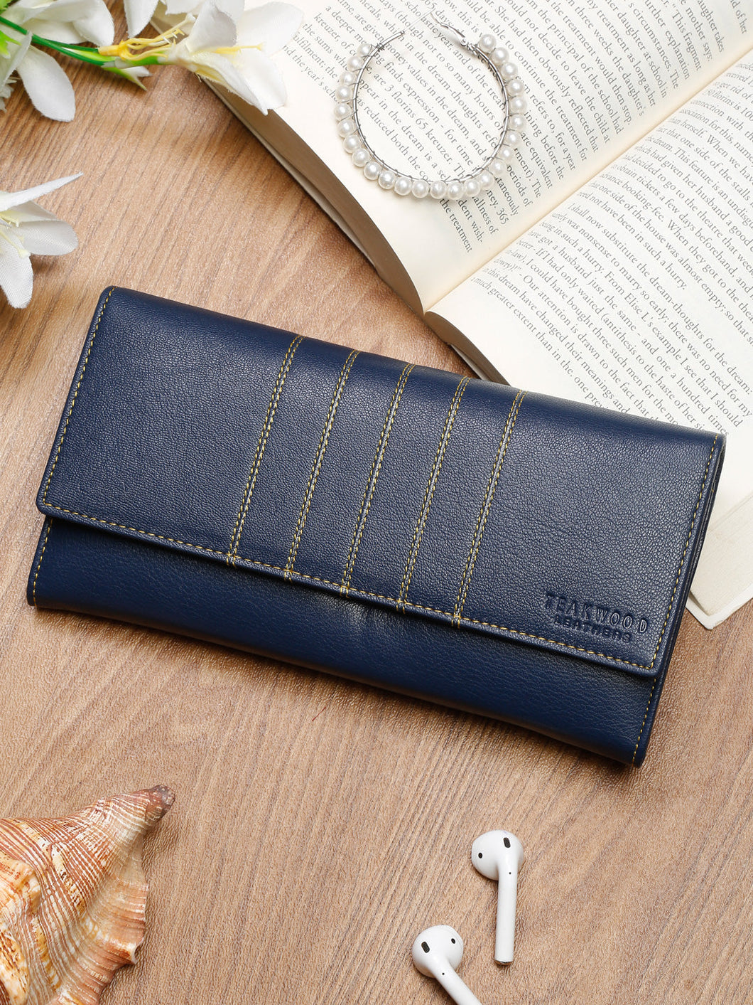 Teakwood Genuine Leather Blue Colour Wallet