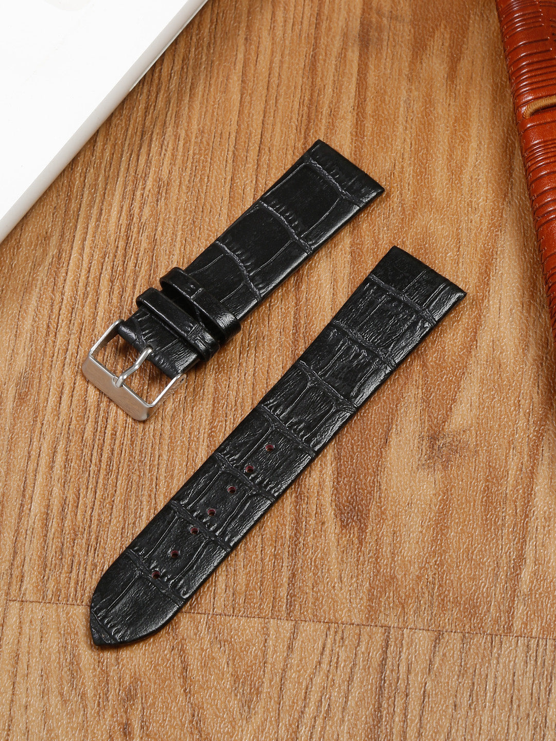 Teakwood black croco texture leather 22 MM watch strap