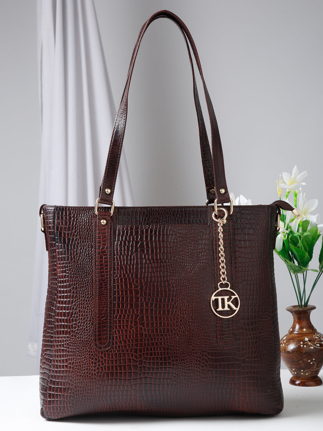 Ladies Purse Solid Handheld Bag Teakwood Leathers Solid