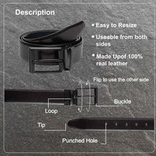 Load image into Gallery viewer, Teakwood Men Genuine Leather Black &amp; Blue Solid Reversible Belt
