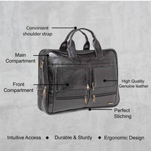 Load image into Gallery viewer, Teakwood Genuine Leather Laptop Bag - Black
