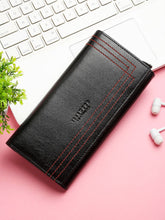 Load image into Gallery viewer, Teakwood Genuine Leather Black soild Color Zip Around Wallet
