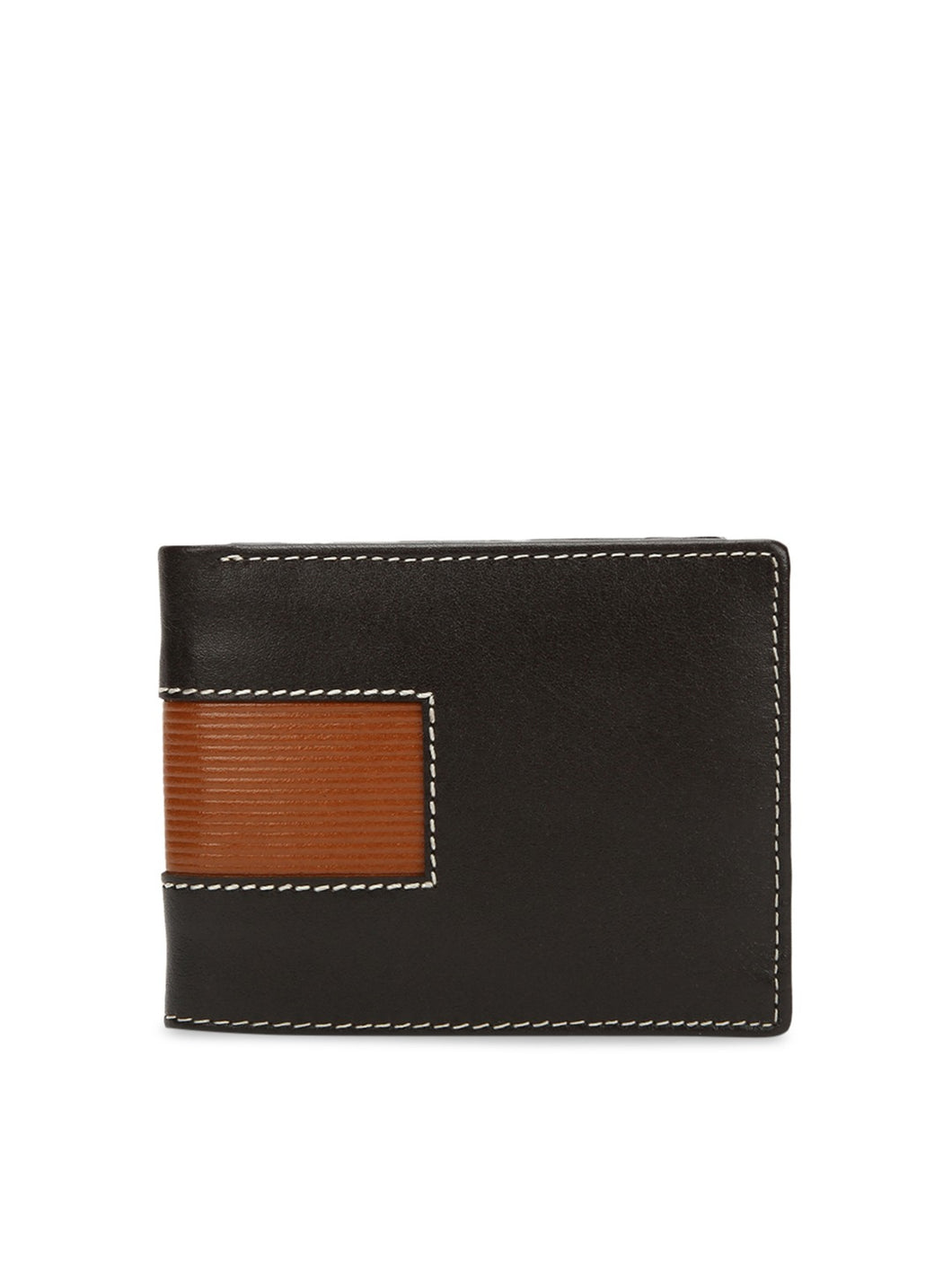 Teakwood Genuine Leather Black Colour Two Fold Wallet