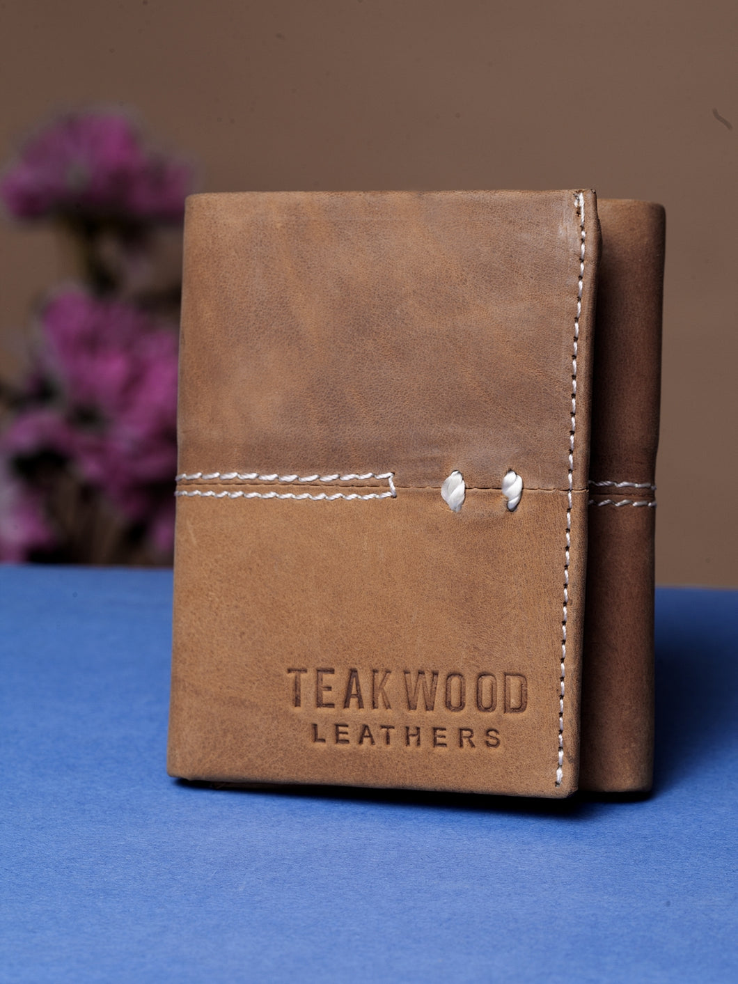 Teakwood Genuine Leather Tan Colour Tri Fold Wallet