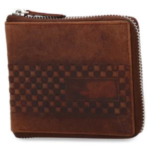 Teakwood Genuine Leather Men Brown Textured Zip Around Wallet