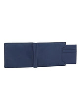 Load image into Gallery viewer, Teakwood Leathers Men Navy Blue Solid Leather RFID Two Fold Wallet
