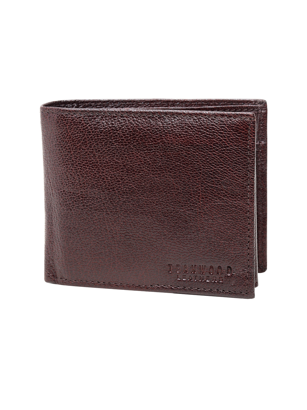 Teakwood Men Genuine Leather  Brown Solid Bi fold Wallet